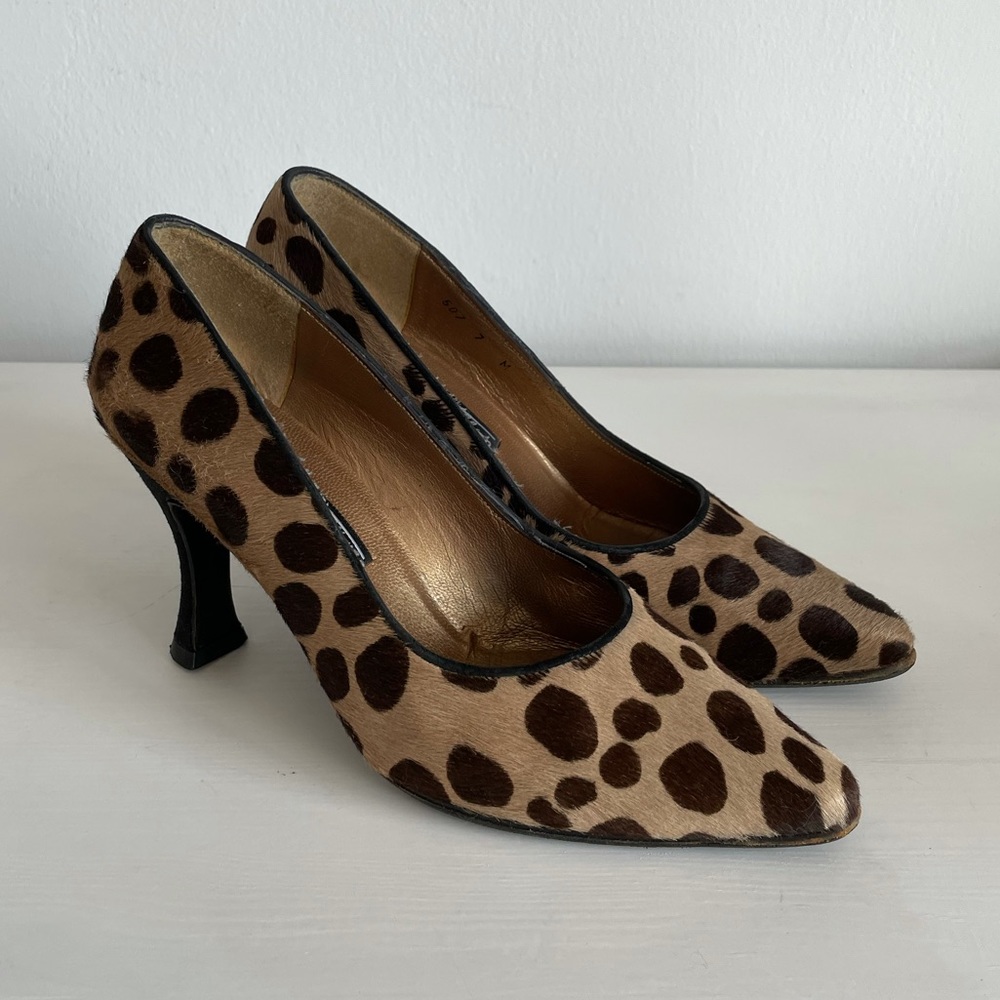Stuart Weizmann Calf Hair Animal Print Pumps - Picture 1 of 14